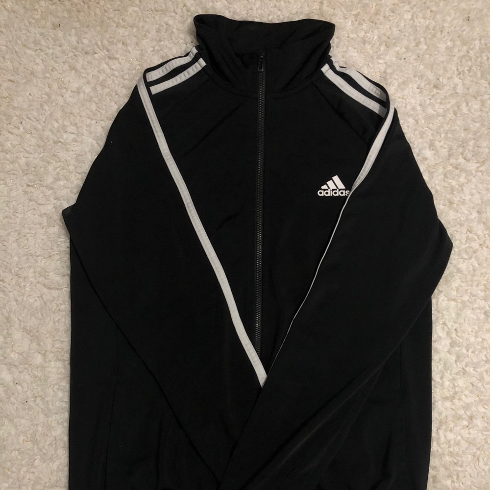 Adidas Black with white stripes Jacket